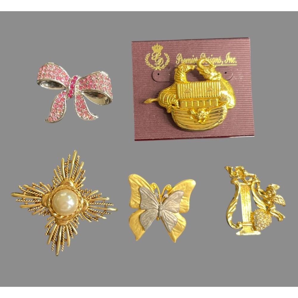 BROOCH LOT/BUNDLE OF 5 Premier Designs BUTTERFLY ANGEL BOW Maltese Cross Ark